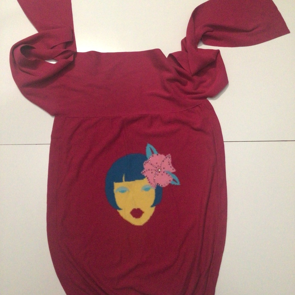 Vintage Sonia Rykiel Surreal Face sweater scarf